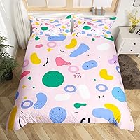 Vista 37 de Memphis - Juego de funda de edredón – Ropa de cama vintage amarillo púrpura con patrón de estilo retro, formas geométricas, ilustraciones