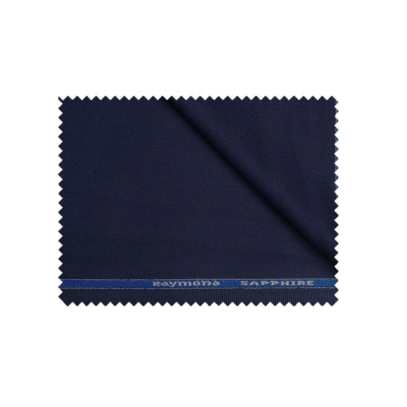 Raymond Fabrics Raymond Wool Blended Solid Sapphire Unstitched Trouser/Suit Fabric Piece (All Weather Fabric, Wrinkle Free) (1.2 Meters For Trouser, Blue)