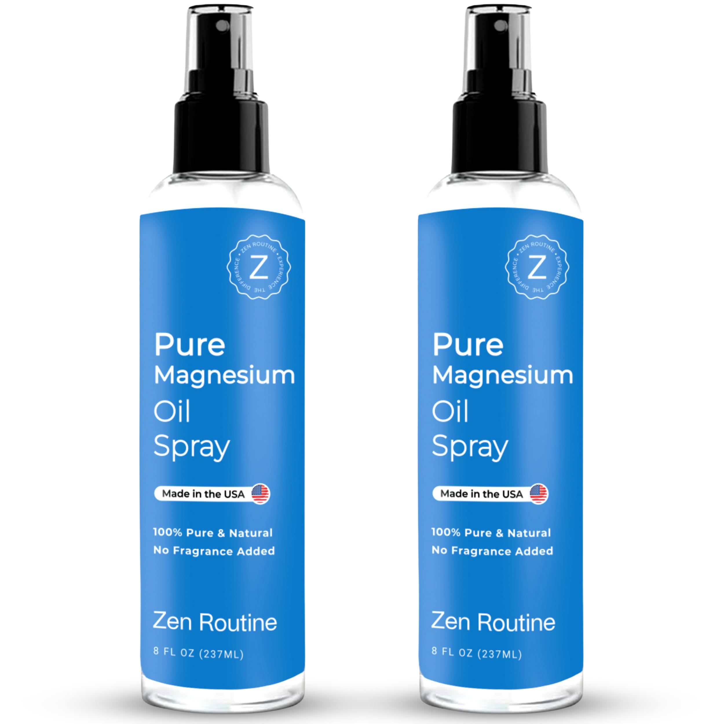 Pure Magnesium Oil Spray (2-Pack) – Zechstein USP Grade Magnesium Chloride for Leg Cramps, Sleep Support & Muscle Recovery – Topical Magnesium Supplement, Less Sting, Gentle on Skin, 8oz – Made in USA 8 Fl oz 2-Pack