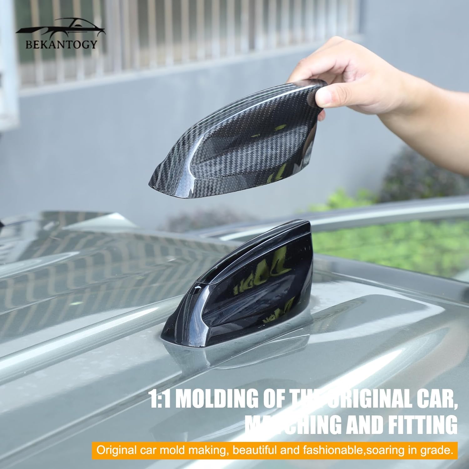 Car Shark Fin Antenna Cover Compatible with Land Rover Defender 90 110 130 2020-2024 Carbon Fiber Antenna Toppers Cover Vehicle Shark Fin Shape Cover with Adhesive Tape