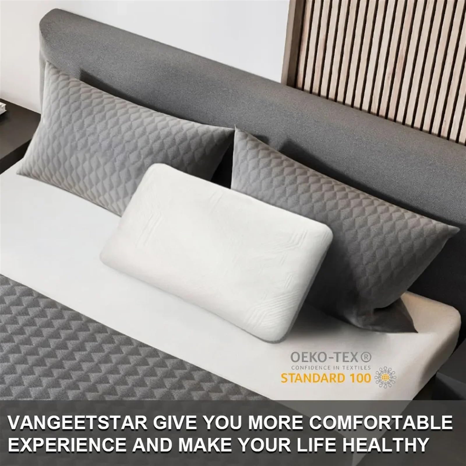 Almohada De Espuma Con Memoria Almohada de espuma viscoelástica, lavable, extraíble, fresca, ajustable, for dormir, refrescante, almohada de espuma viscoelástica triturada de bambú for personas que du