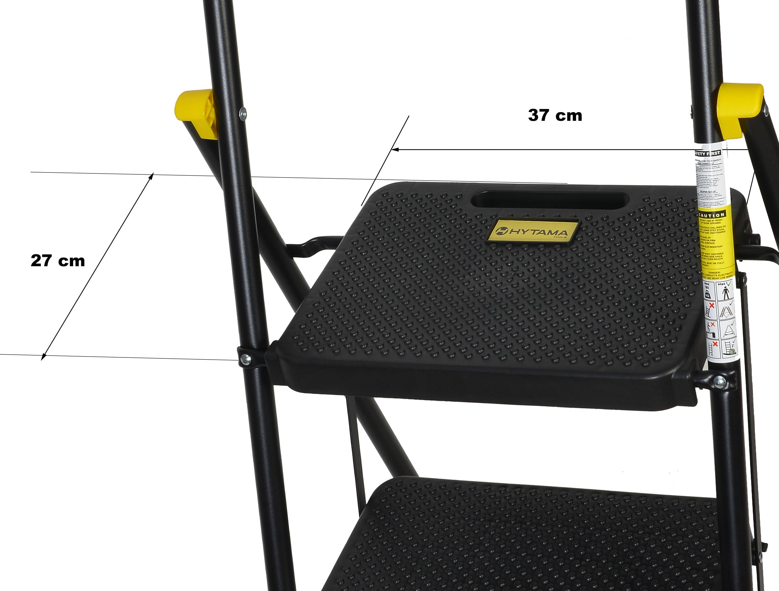 Scala Scaletta Pieghevole 4 Gradini, Bianco con Blocco di Sicurezza, testata fino ad una Portata di 250 kg con Ampio Pedale Antiscivolo, Corrimano a Norma, Sgabello per Cucina Casa Ufficio