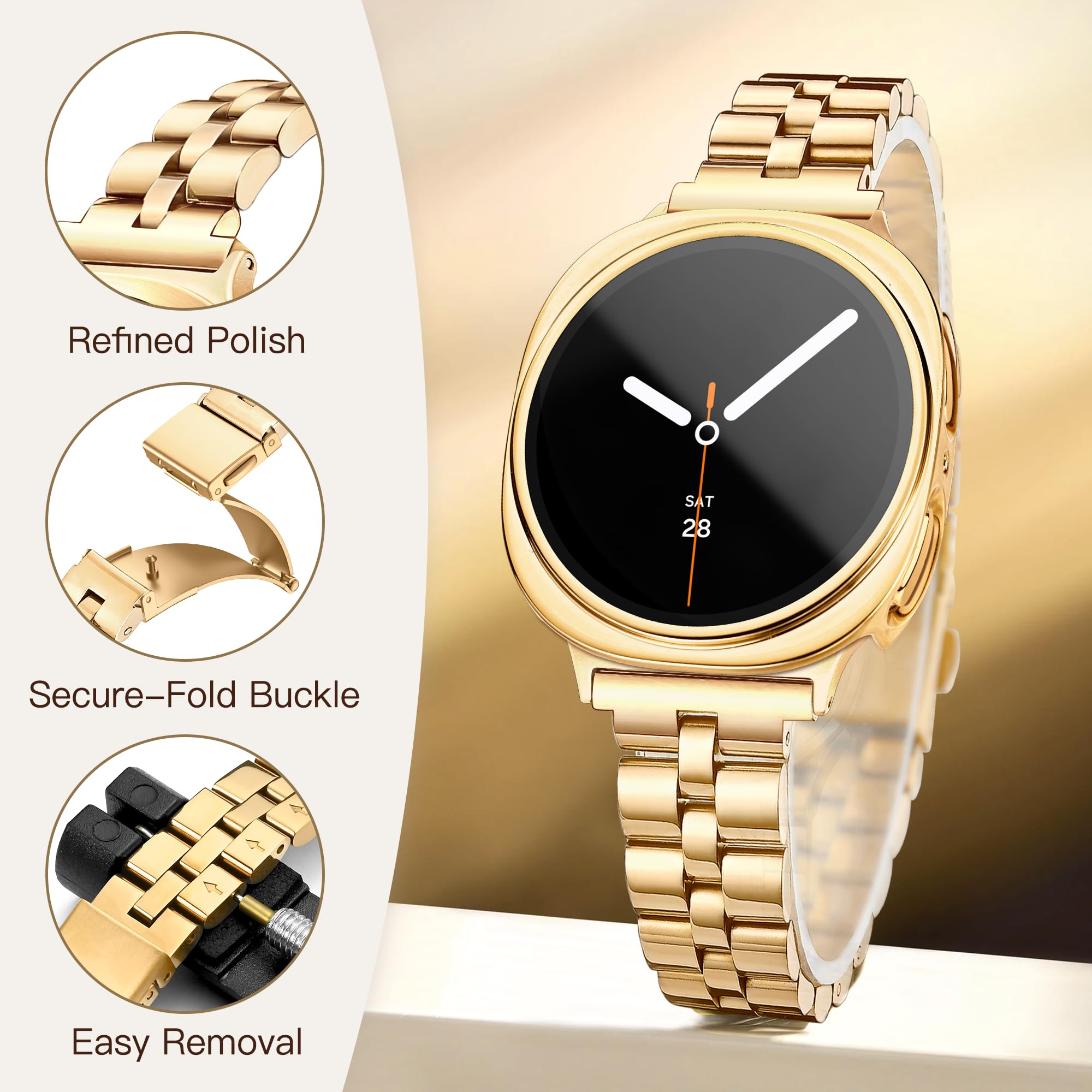 Melyis Correa de metal con funda para Samsung Galaxy Watch 9/8 de 44 mm