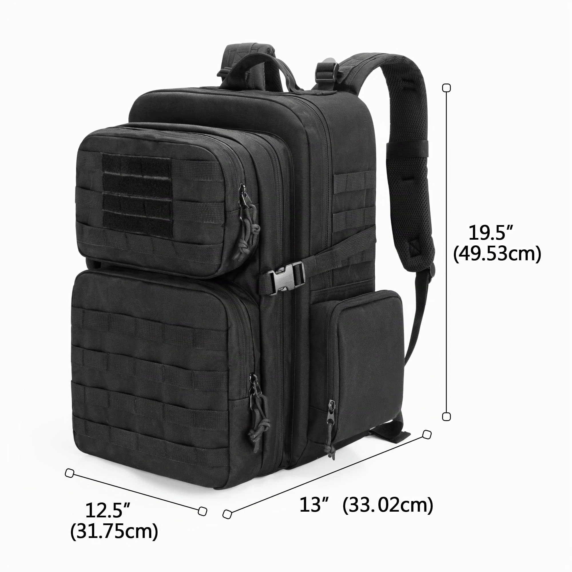 Damero Sac à Dos Tactique Grande Capacité Multifonction Randonnée Camping Noir