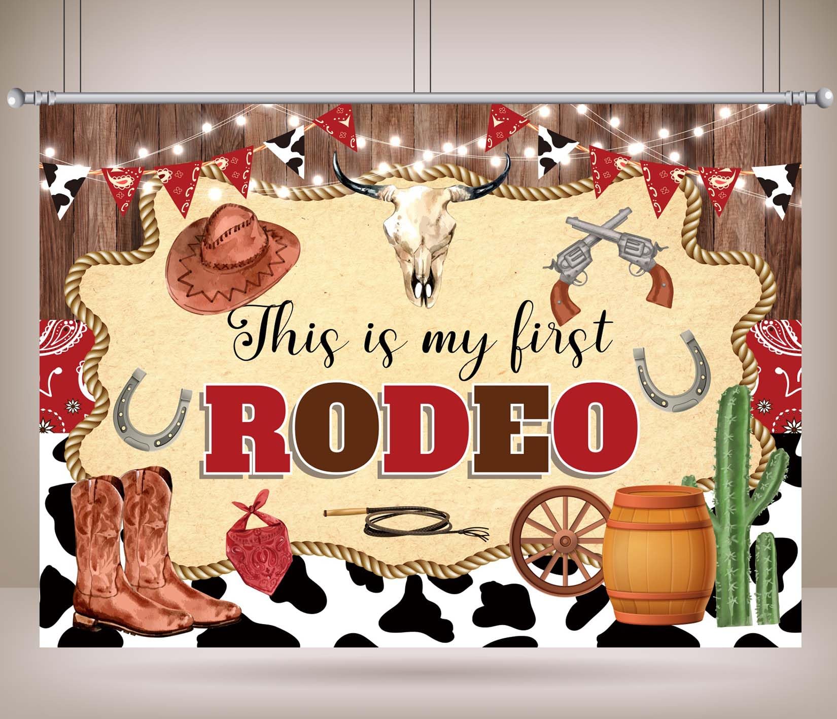 4.5x3m Il mio primo sfondo per festa di rodeo, sfondo western country, tema western cowboy e cowgirl, decorazioni per la festa del primo compleanno, sfondo fotografico, cabina fotografica