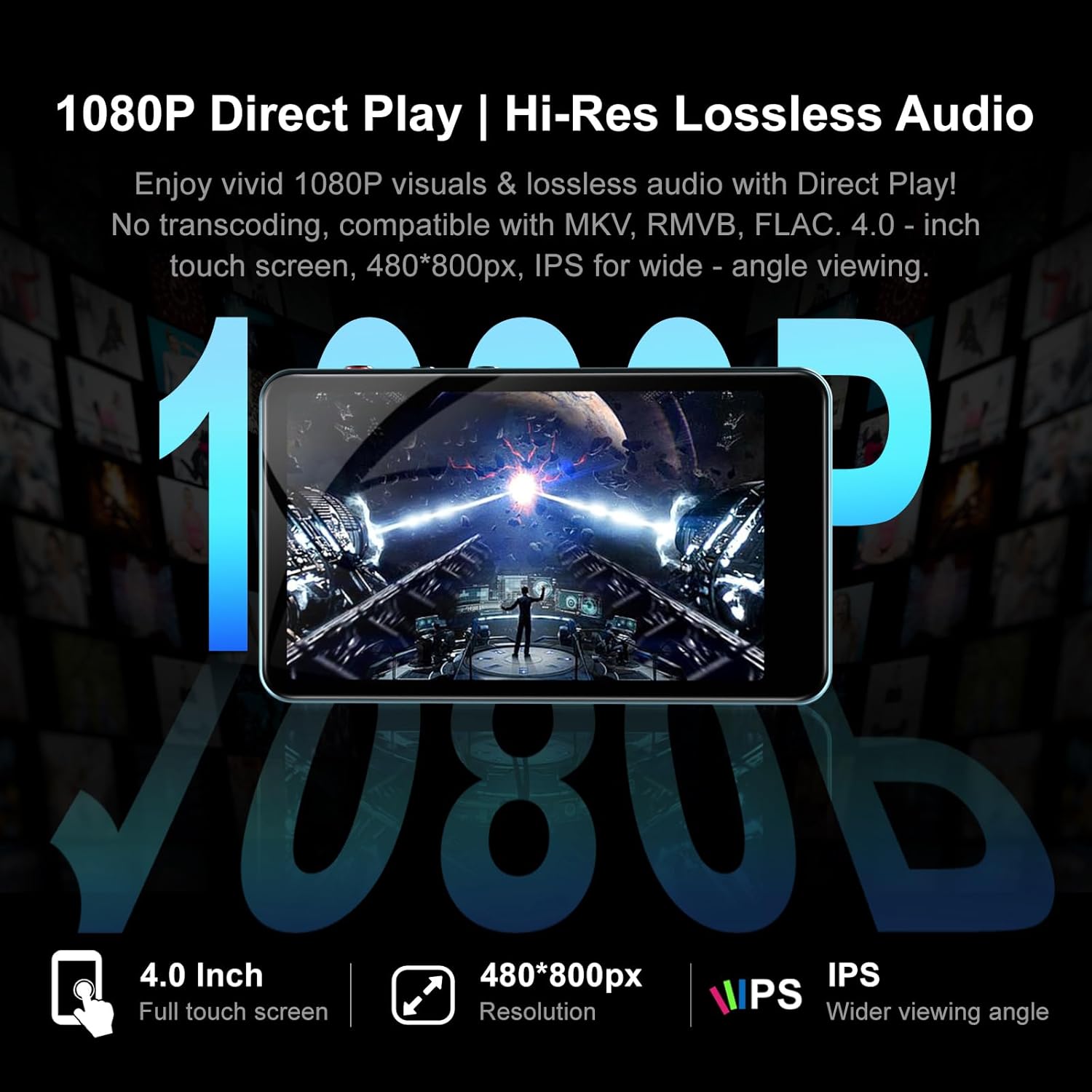 144GB MP3 & MP4 Player with Bluetooth, WiFi, 4IN HD Full Touch Screen - Supports Spotify, Libby, Amazon Music, YouTube, Tiktok, E-Book, Up to 1TB Expandable, Ideal for Kids