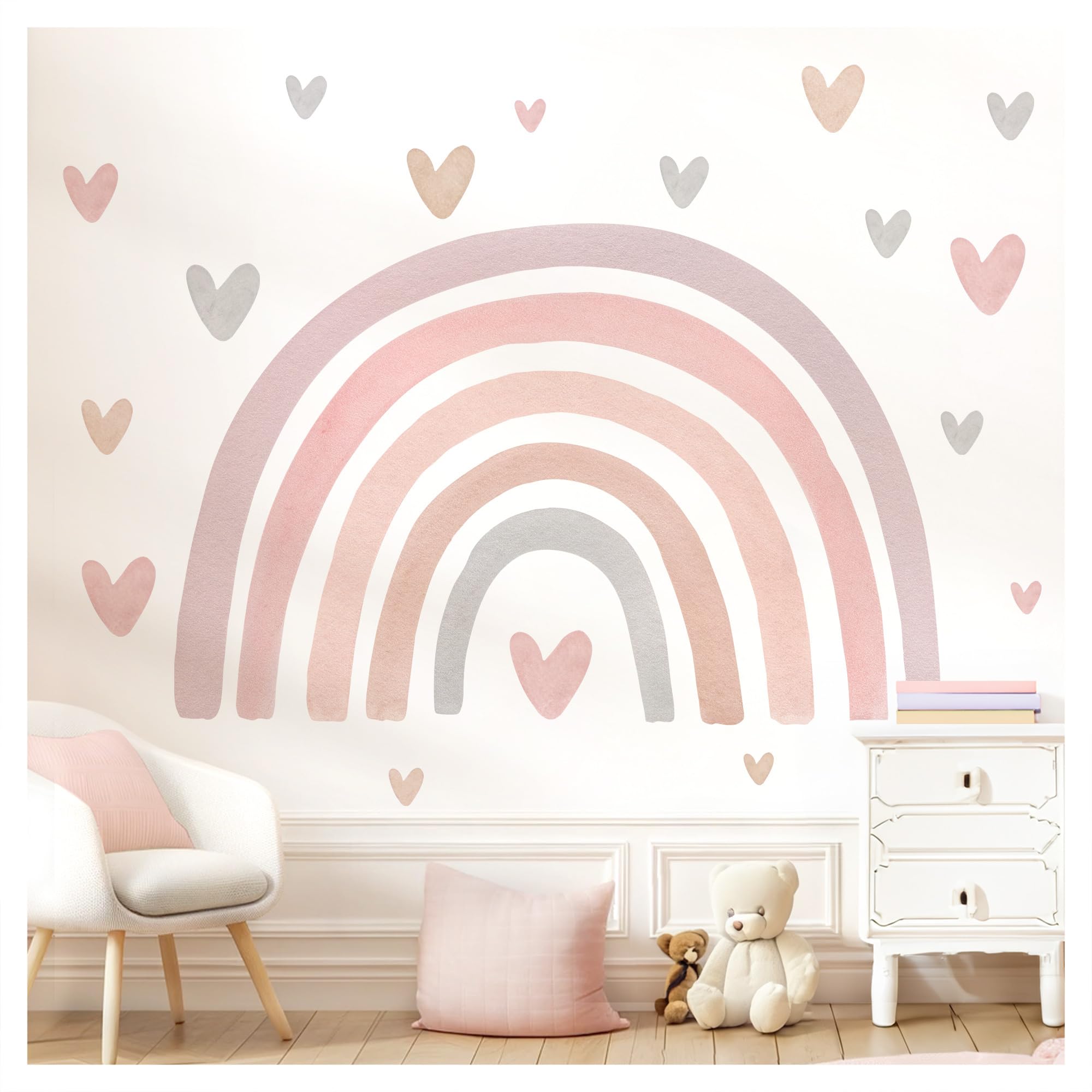 Little Deco Wandtattoo Regenbogen mit Herzen violett rosa DL5089 XL