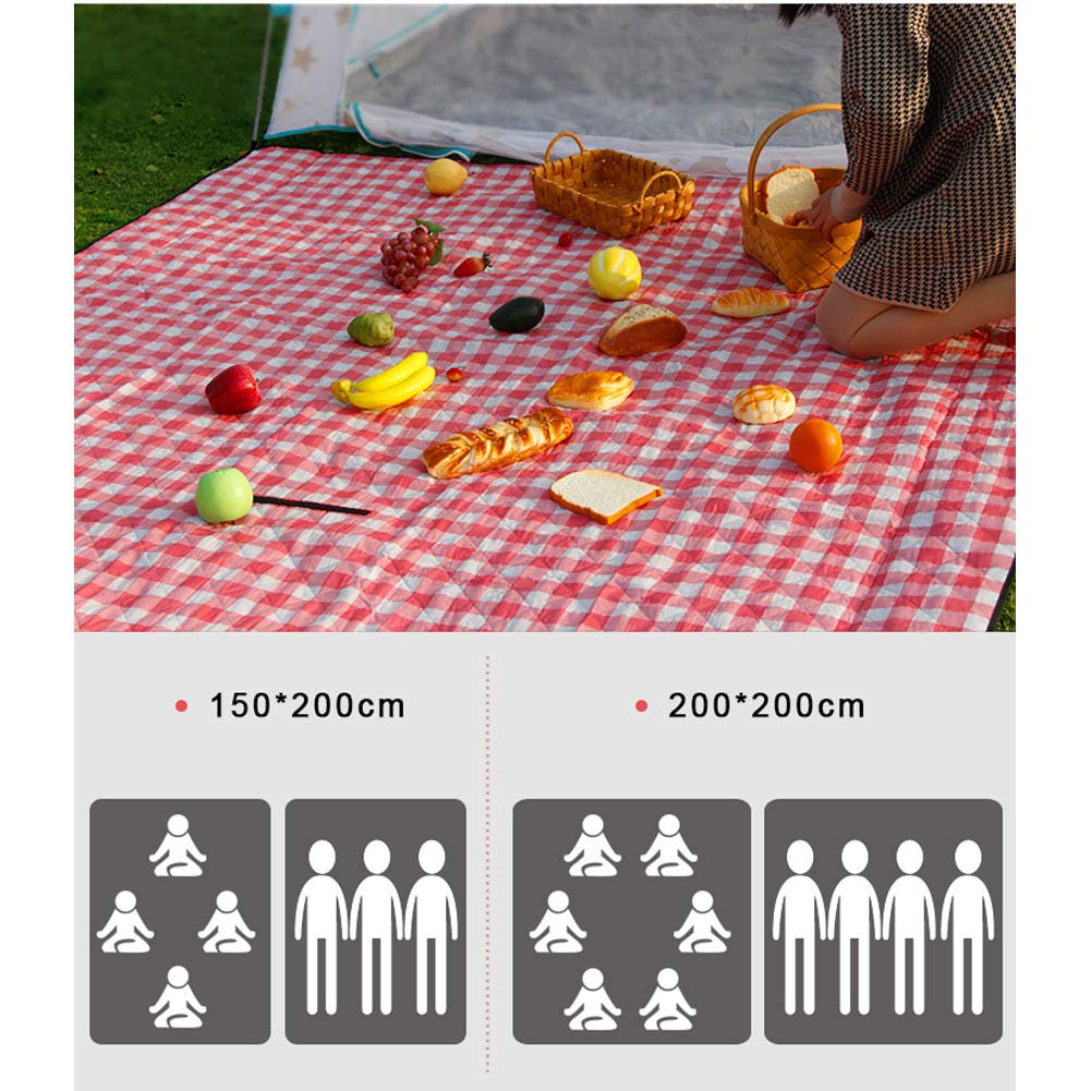 Coperta da Picnic a Scacchi Extra Grande Materassino da Campeggio Impermeabile Anti Sabbia Trapuntato Imbottito Pieghevole Portatile Tappeto Spesso con Manico per Spiaggia Viaggio Giardino (Rosso)