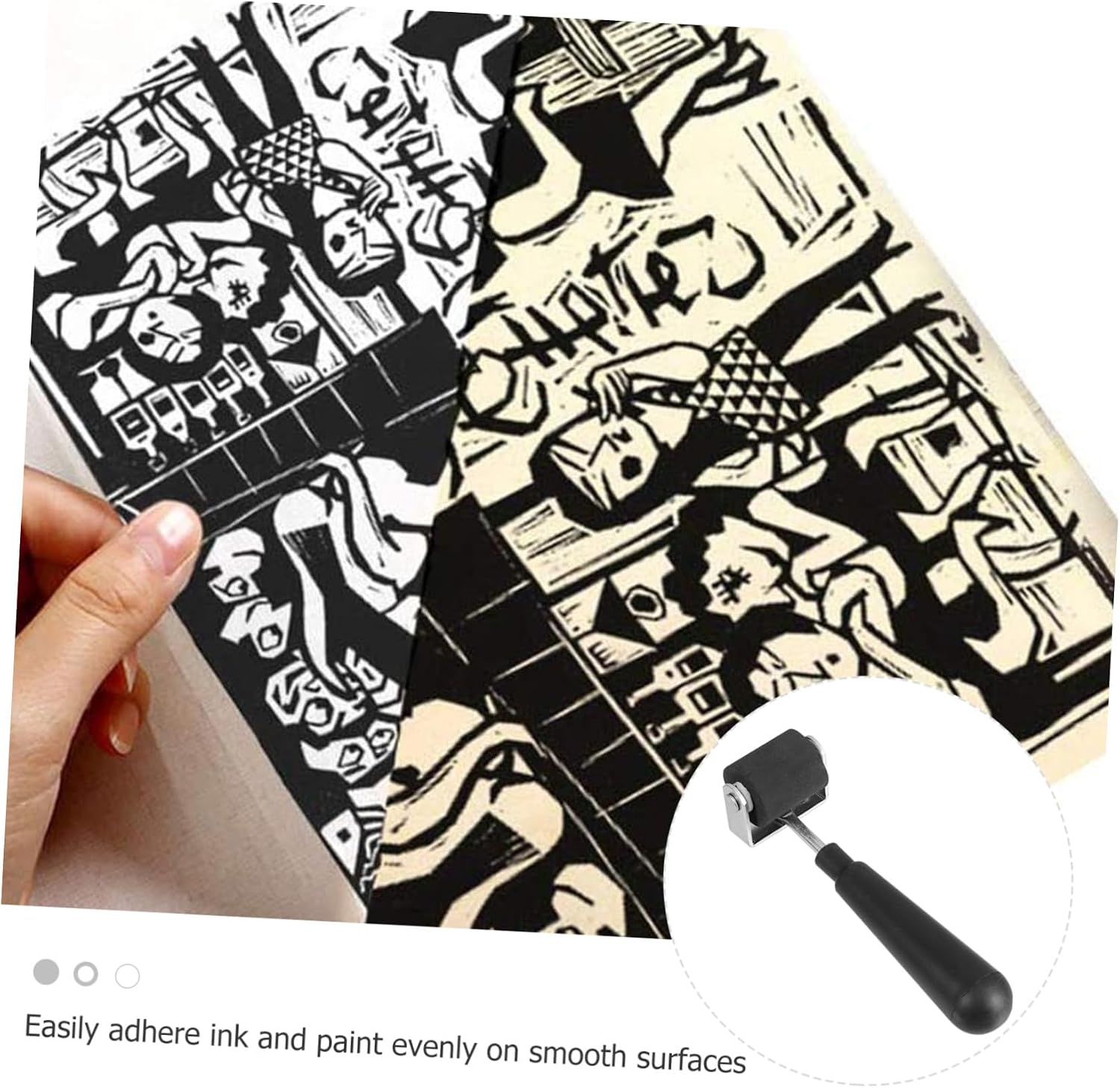 Black Rubber Printmaking Roller for Blocks and Ink Application 1.5 Inch