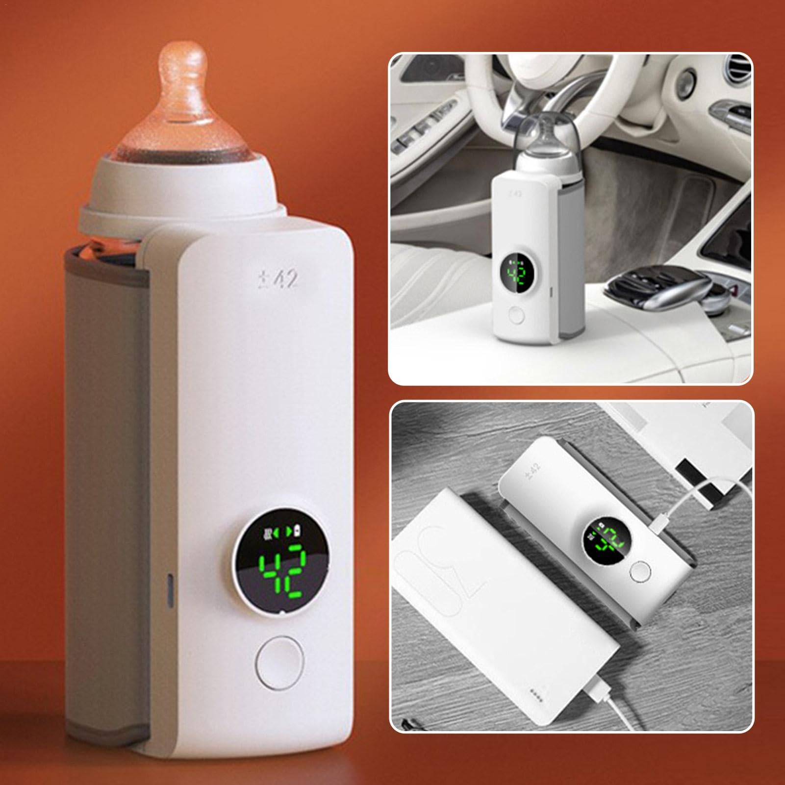 Tragbarer Flaschenwärmer – Wasserkocher | Wiederaufladbarer USB | Muttermilchflaschenwärmer | Batteriebetriebener kabelloser tragbarer Baby-Milchwärmer für Muttermilch oder Babynahrung