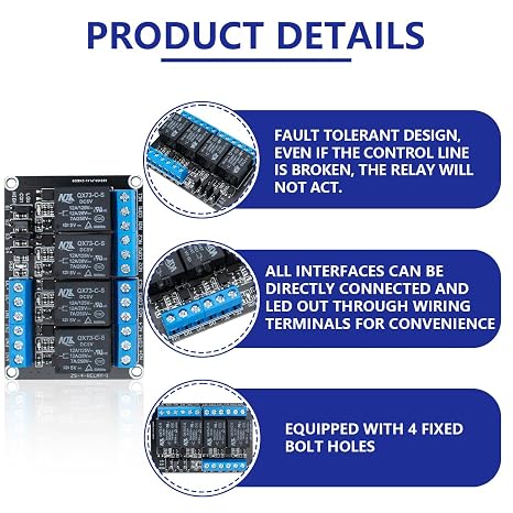 4pcs DC 5V Relay Module 4 Channel Relay with Optocoupler High or Low Level Trigger Expansion Board