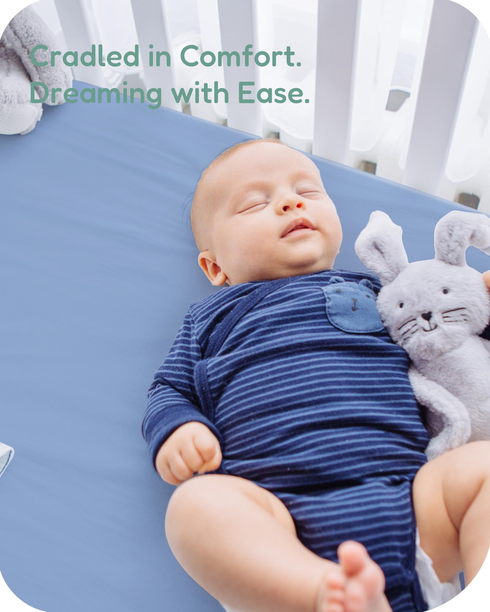 TotChill Pack and Play Sheets Fitted, Seahorse+Blue, Soft and Stretchy, Hypoallergenic and Safe, 2 Pack for Mini Crib and Pack N Play