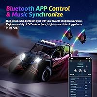 Vista 4 de Ehaho 1 paquete de 1 pie de luces de látigo, luz de látigo LED con aplicación y control remoto, látigos iluminados RGB en espiral persiguiendo