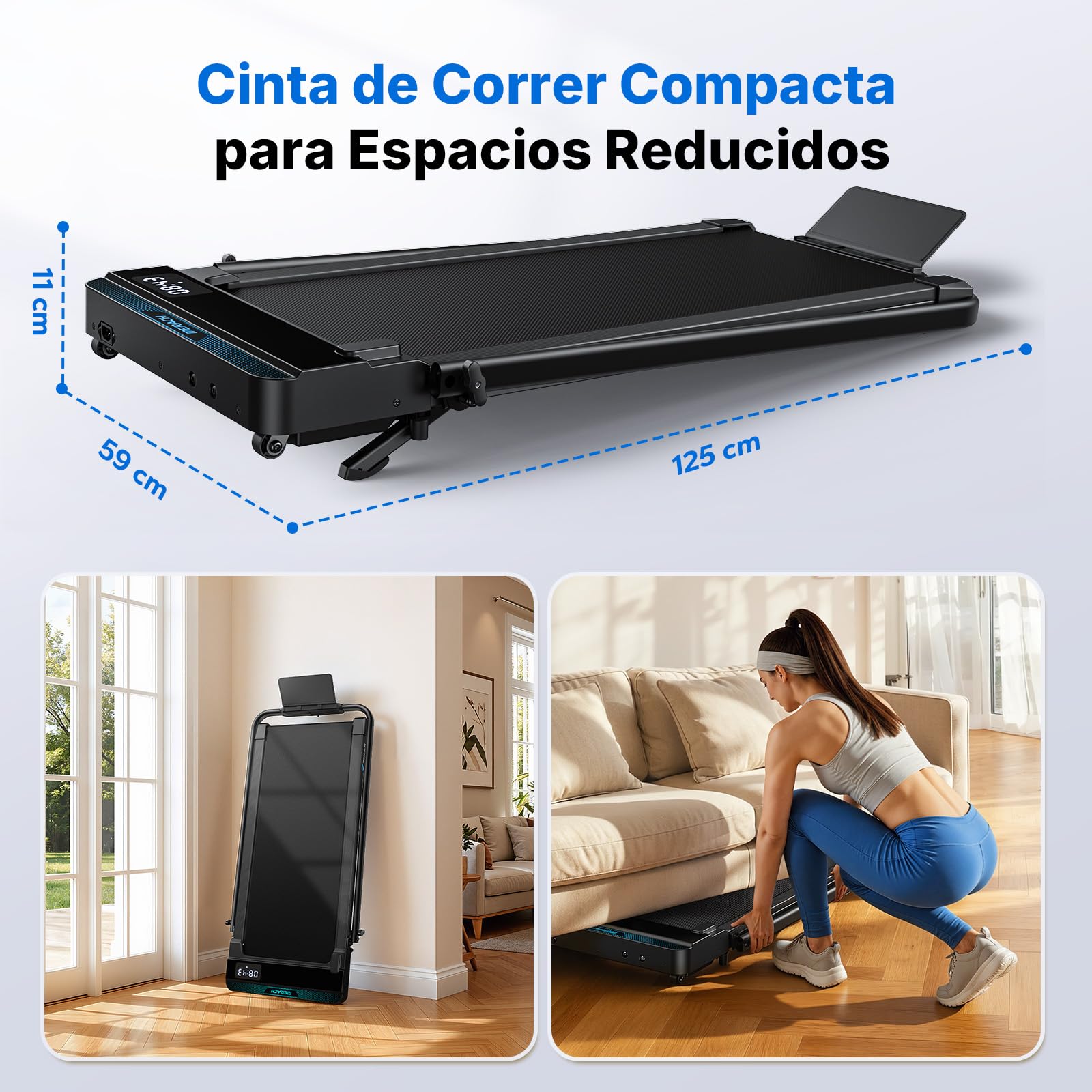 MERACH Cinta de Correr con Inclinación de 6%, 3.0HP Cinta de Andar, 1-12km/h Walking Pad con Manillar, Caminadora Electrica para Casa,Capacidad de 136kg Treadmill, Control Remoto,App