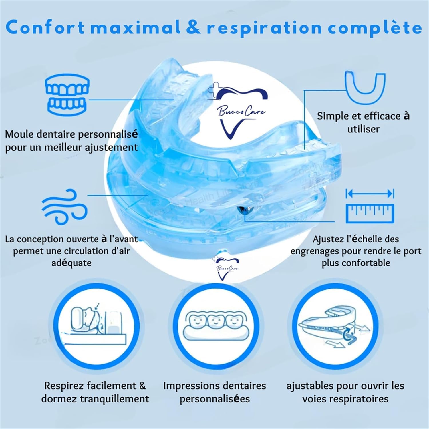 BuccoCare Orthèse D'avancée Mandibulaire,anti-ronflement Précis Et Confort Doux Protections Dentaires Doux Envie De Nuits Silencieuses (Rose)
