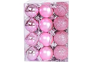 Yansanido Pack of 24 Petite 3cm/1.18" Blush Pink Shatterproof Christmas Balls