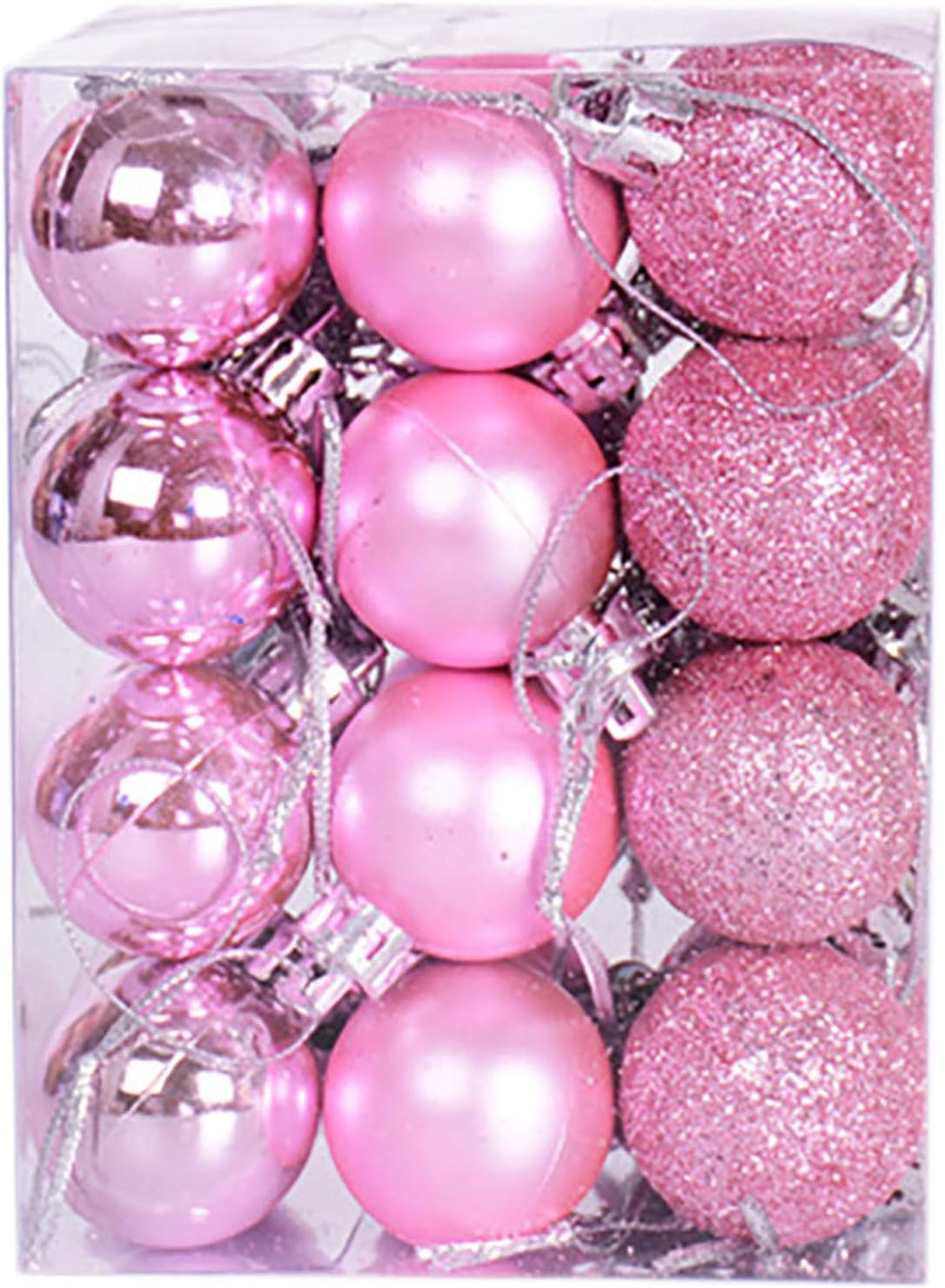 Yansanido 24pcs Small Christmas Ball 3cm /1.18'' Ornaments Shatterproof Christmas Decorations Tree Balls Pastel Tree Ornaments Pendant (Pink)