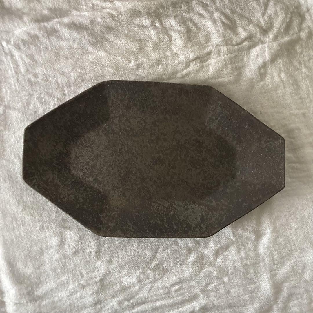 新品未使用】安福由美子錆八角皿平皿2枚