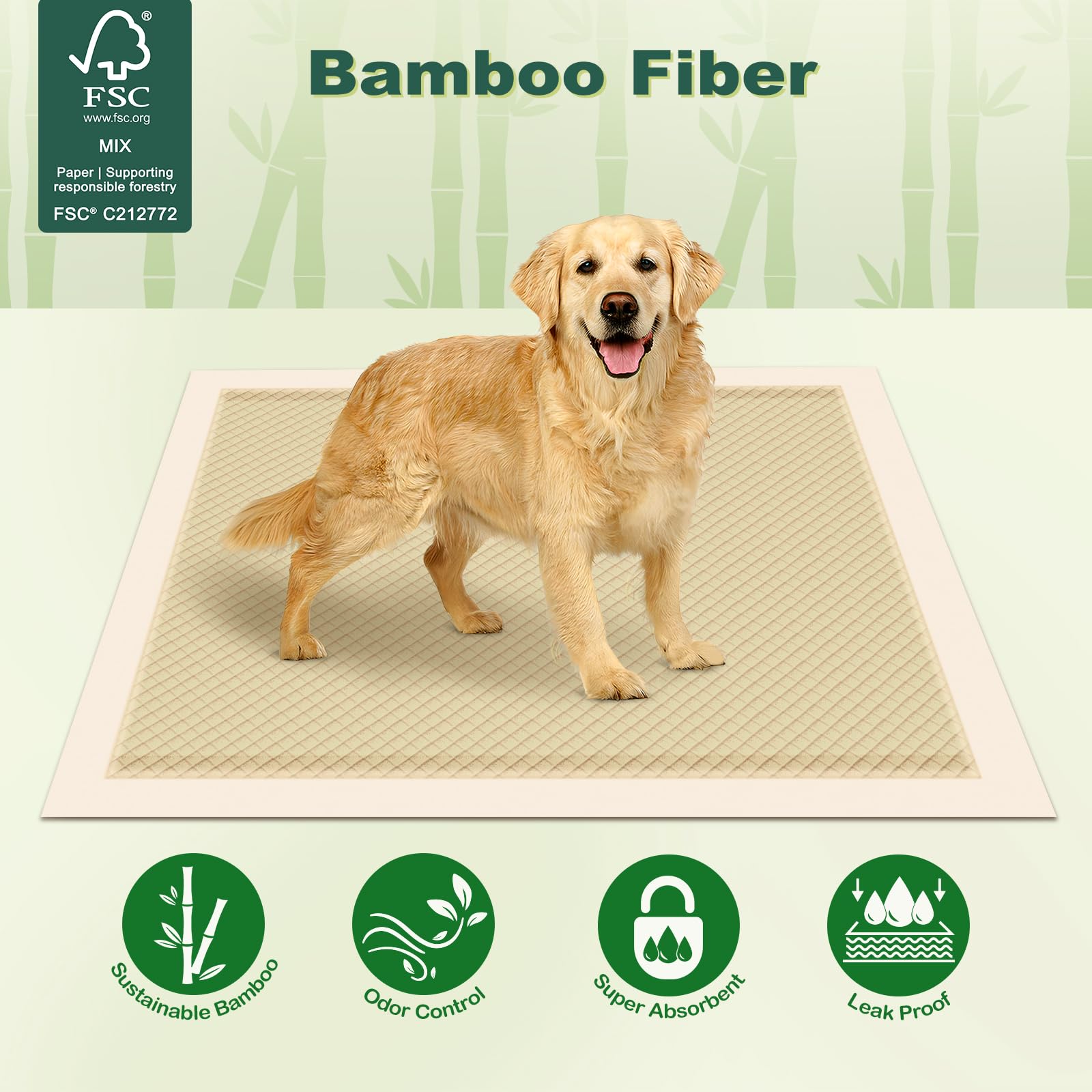 MIZOK Almohadillas de bambú para perros de 28 x 34 pulgadas, 100 unidades