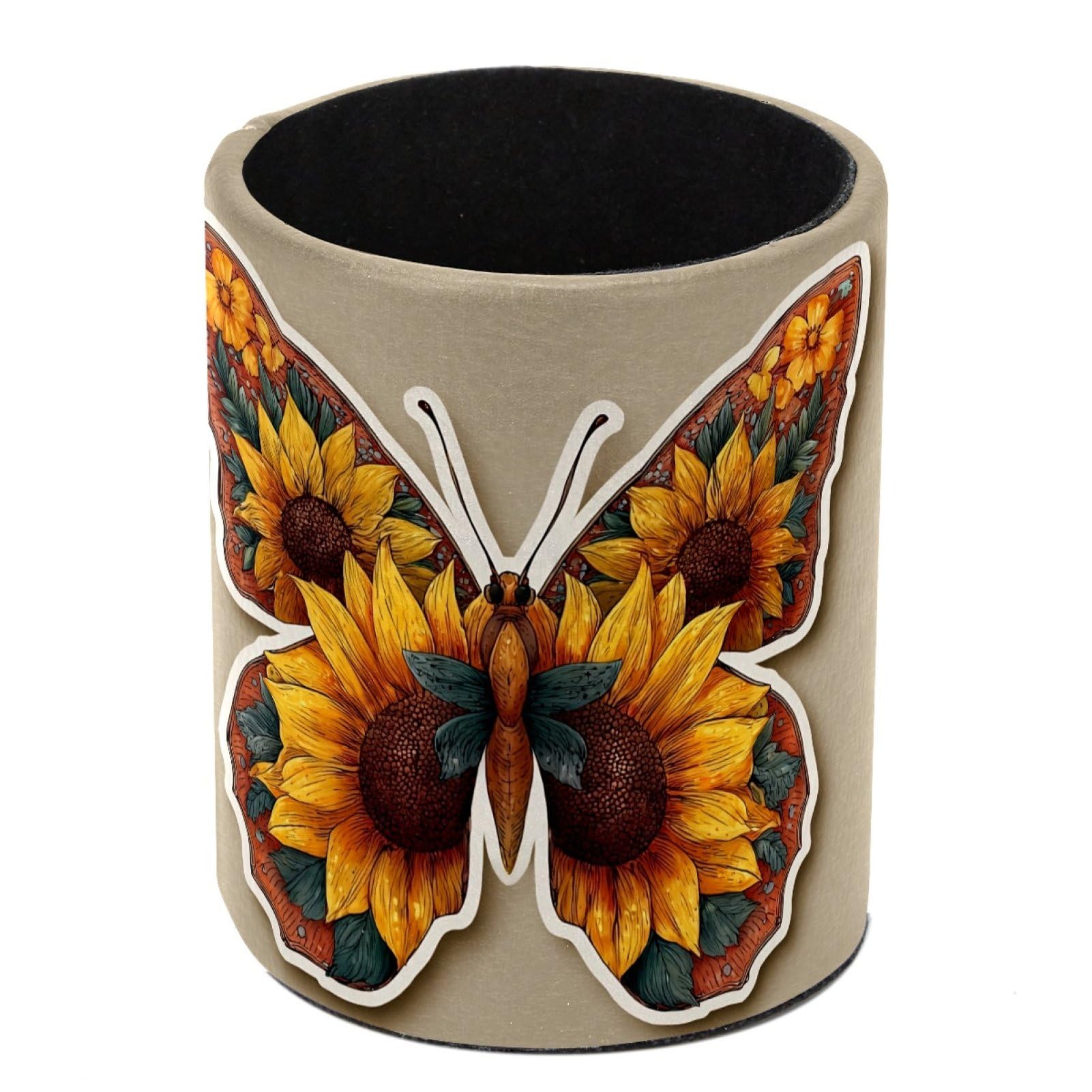FWJZDSP Sunflower Butterfly Pencil Cup Pen Organizer Makeup Brush Holder for Office Home Countertop Desk Accessory Storage