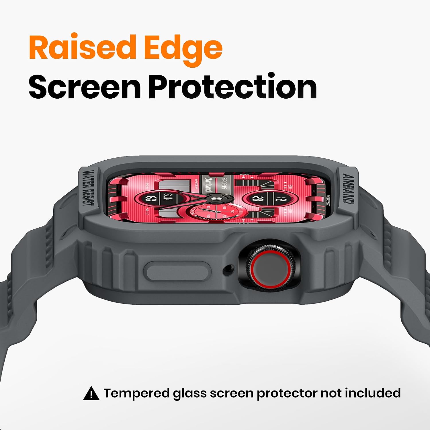 amBand Compatible for Apple Watch Band 41mm 40mm 38mm with Bumper Case, Rugged Men Women Bands for iWatch SE 3 SE2nd SE Series 9 8 7 6 5 4 3 2 1, Sport Military Protective Cases Drop-Proof, Gray image 4
