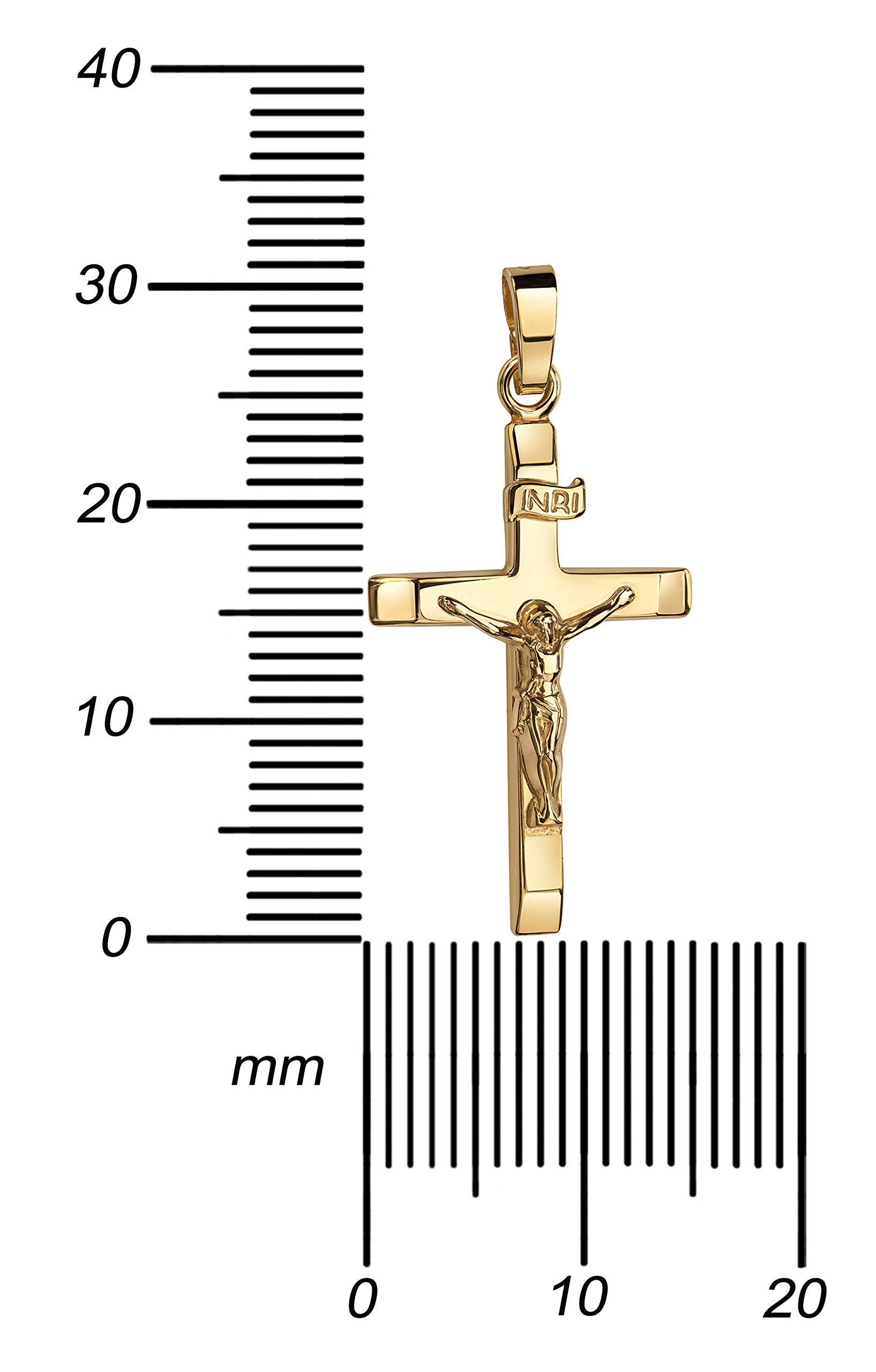 Gold Kreuz-Anhänger Kruzifix Jesus Christus Kettenanhänger 585 Gold 14 Karat 14K. Mit Halskette Länge wählbar.