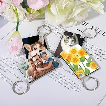 300 Pcs Sublimation Keychain Blanks Bulk, MDF, Rectangle | Heat Transfer, Sublimation Blank, Keychain Rings, Jump Rings, DIY Crafts
