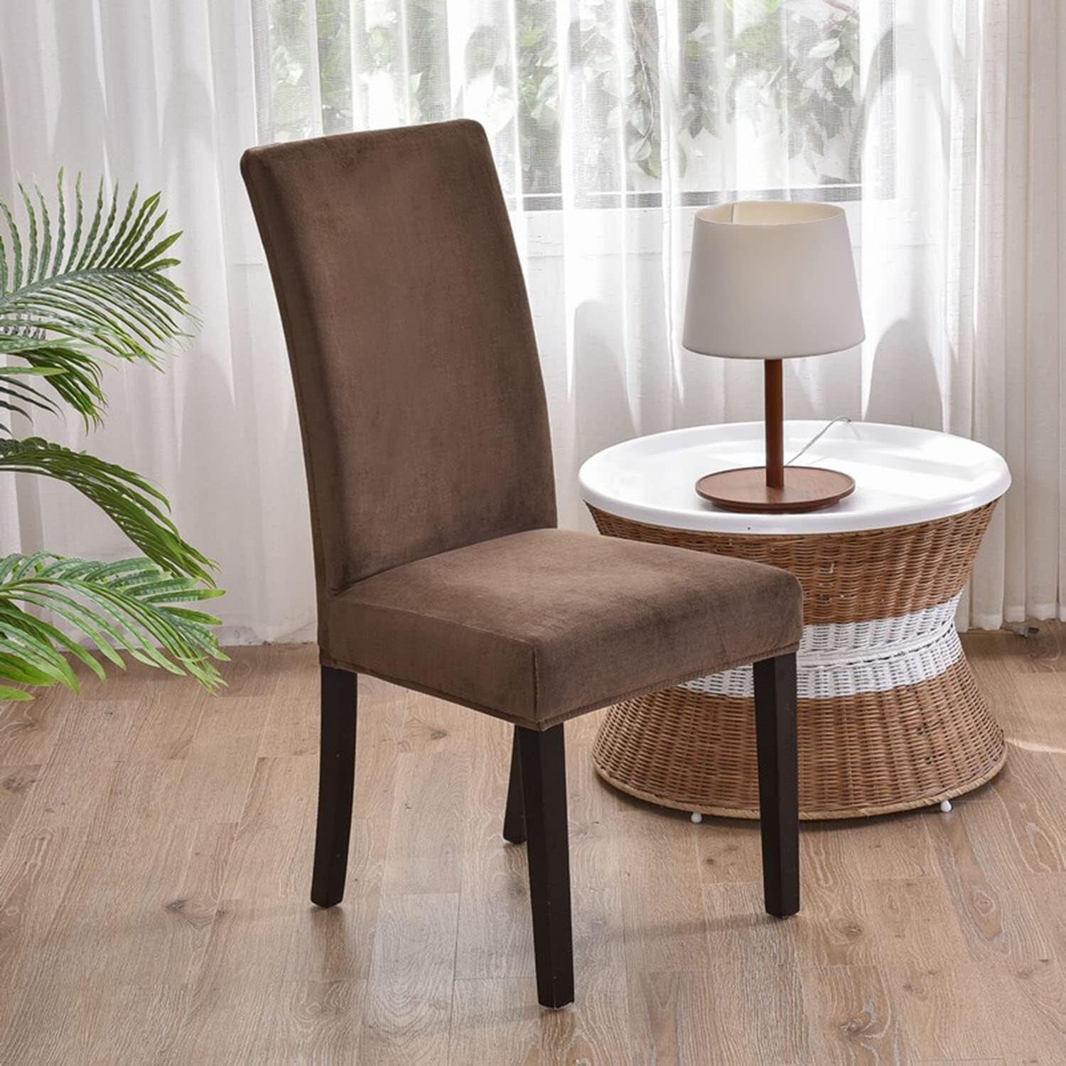 NMVAWIPT Luxury Velvet Dining Room Chair Covers, Stretchable Slipcovers With Elastic Band, 2 Pack Universal Fit(8#)