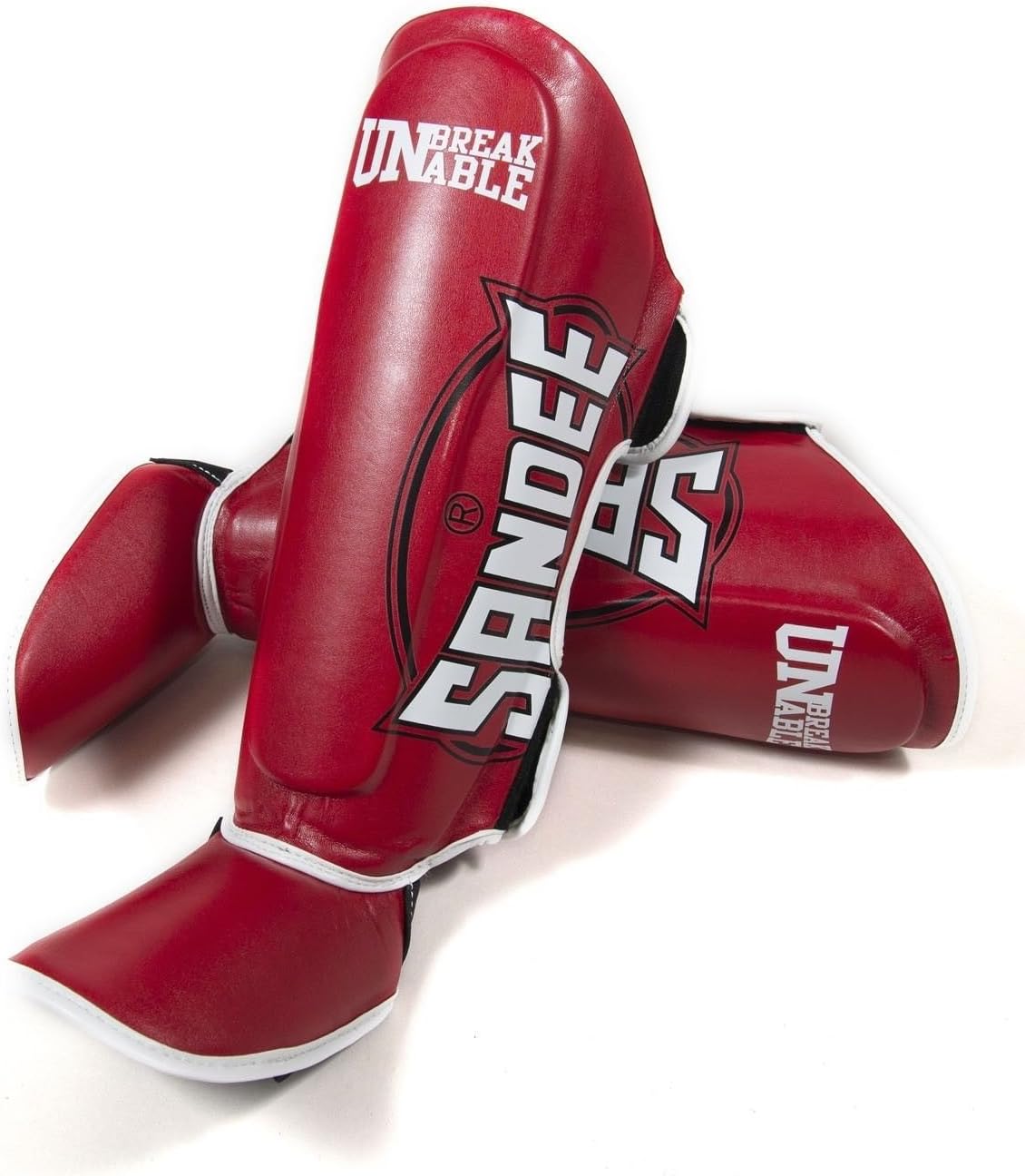 Sandee Cool-Tec Red Synthetic Leather Boot Shin guards Muay-Thai Boxing - Kids