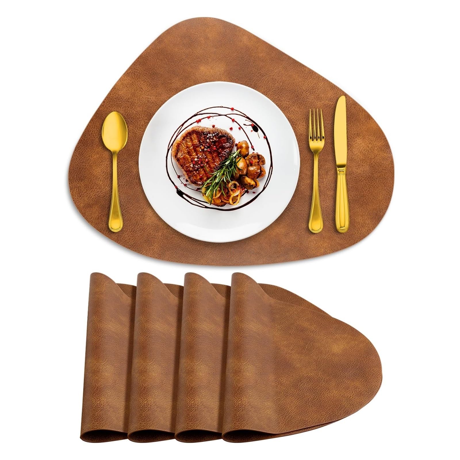Luvafey Turmeric Brown 4Pc Round Heat Resistant Table Placemats