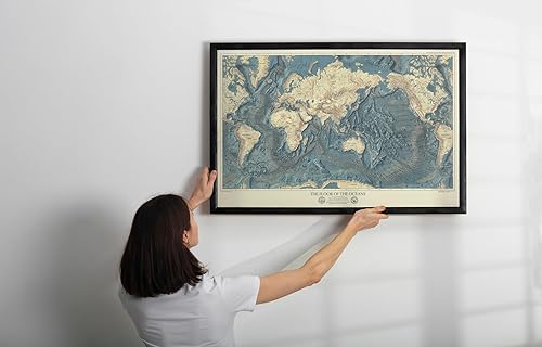 Miniatura 8 de Historic Pictoric Mapa de pared, mundo - Suelos oceánicos y alivio de la tierra. 1976 - Arte de pared vintage - 24 x 16 pulgadas