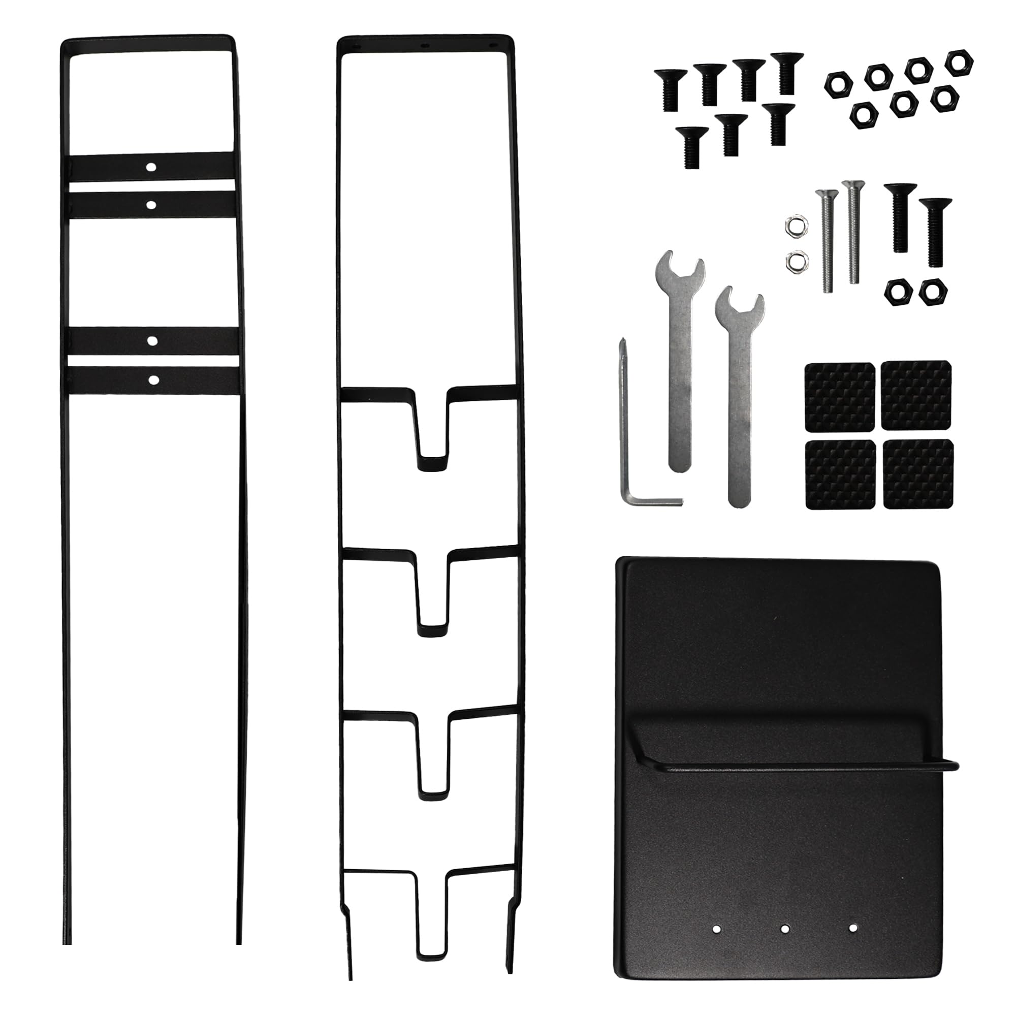 Universal Staubsauger Halterung für Akkusauger, Handstaubsauger, Bodenständer, Zubehörhalter, Standfuß, Staubsauger Ständer nimmt viel Zubehör und die Ladestation auf, kein Bohren, schwarz