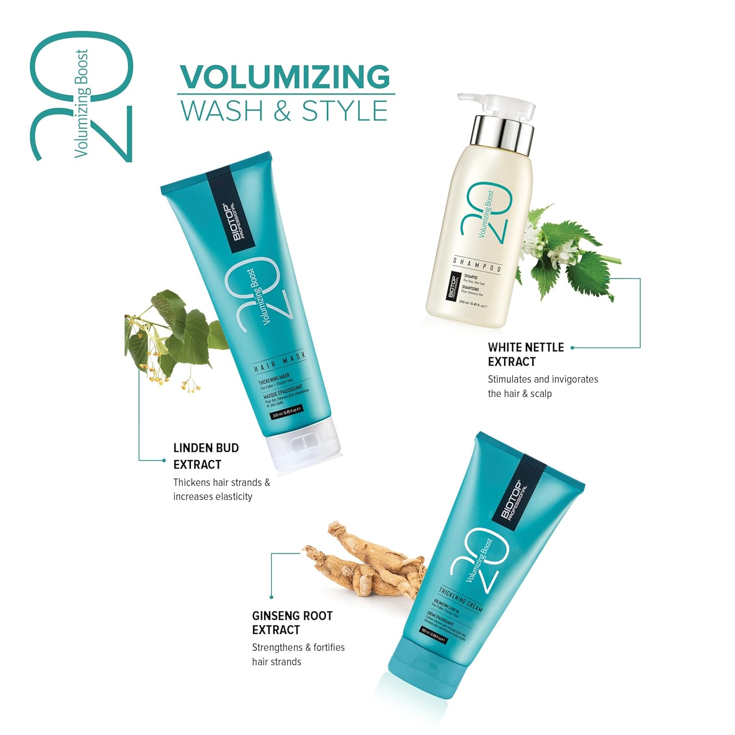 Biotop Professional 20 Volumizing Hair Mask - Nourishing Hair Treatment for Lasting Volume, Body & Weightless Moisture - Provides Long-Lasting Humidity & Hair Color Protection (8.45 Fl Oz) - Image 4