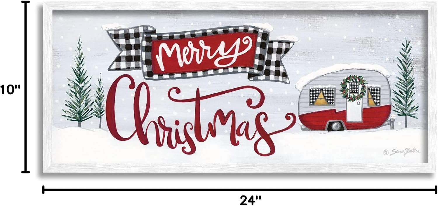 Stupell Industries Merry Christmas Winter Sentiment Festive Snowy Camper Trailer, Design by Sara Baker