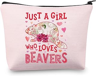 MEIKIUP Beaver Cosmetic Bag Beaver Lover Gift Just A Girl Who Loves Beaver Zipper Pouch Makeup Bag (CA Girl Loves Beaver Bag)