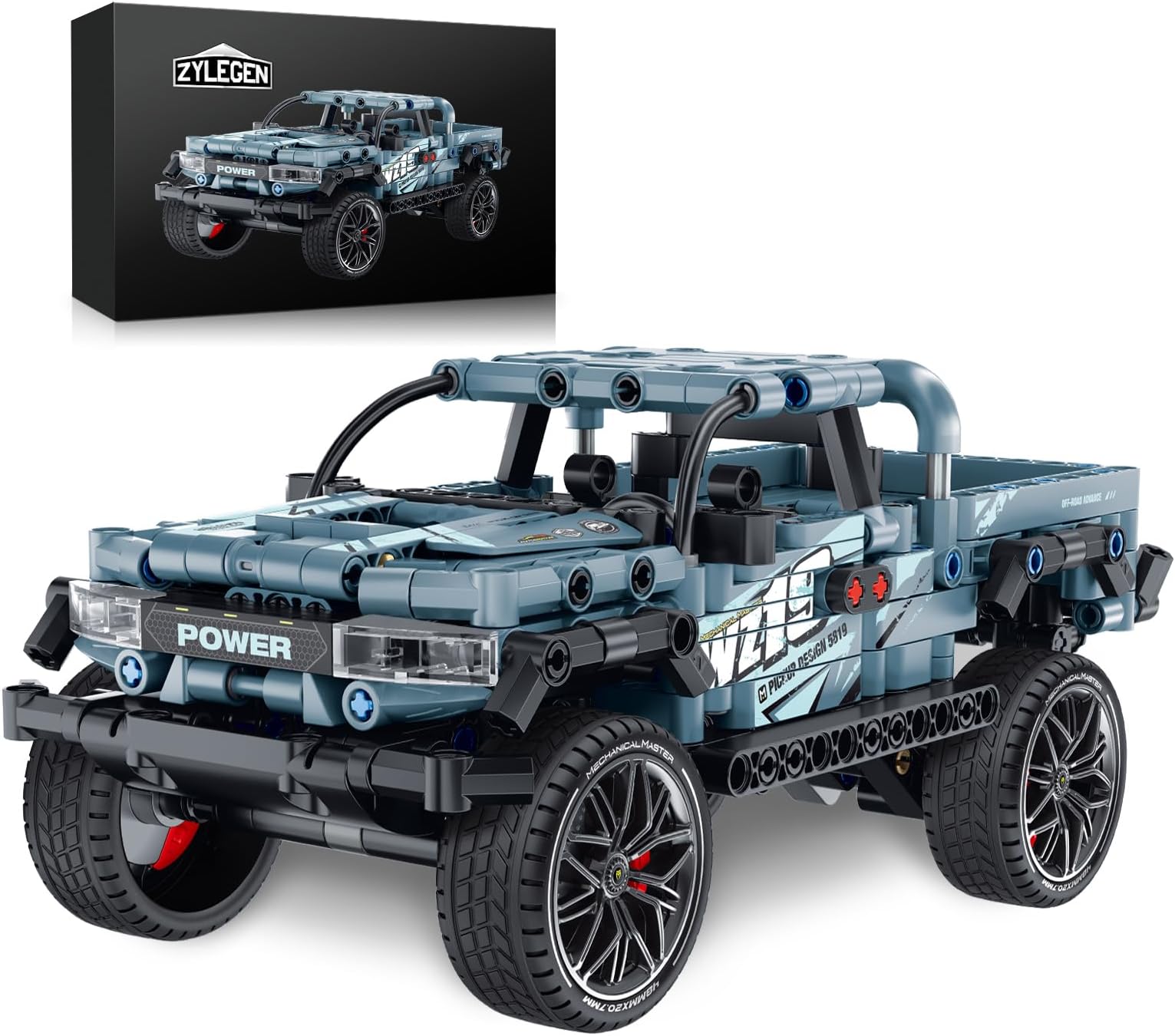 ZYLEGENDodg T.rex Off Road Pickup Truck Building Kit,MOC Technique Building Blocks and Engineering Toy,1:14 Scale Off-Road Car Model for Truck Enthusiasts(555 pcs)
