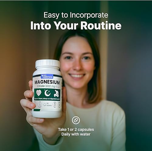 Miniatura 6 de Tabletas de citrato de magnesio de 1000 mg, suplemento de alta absorción para la función muscular, fuerza ósea, salud nerviosa y relajación, sin