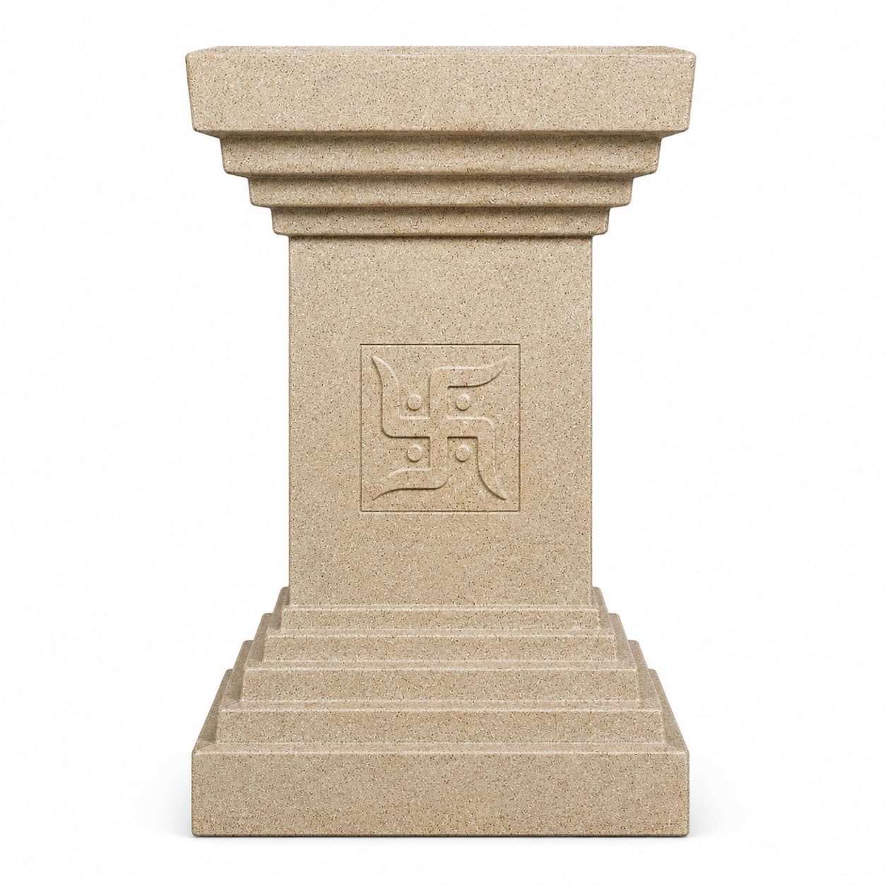 Synergy Plast Tulsi Plant Pot for Indoor Outdoor Use (Sandstone) | Marble Finish Fiber Planter with Drainage Hole | Decorative Tulsi Gamla for Home Balcony Garden Terrace | Size:- 16X16X22 Inches-image-47