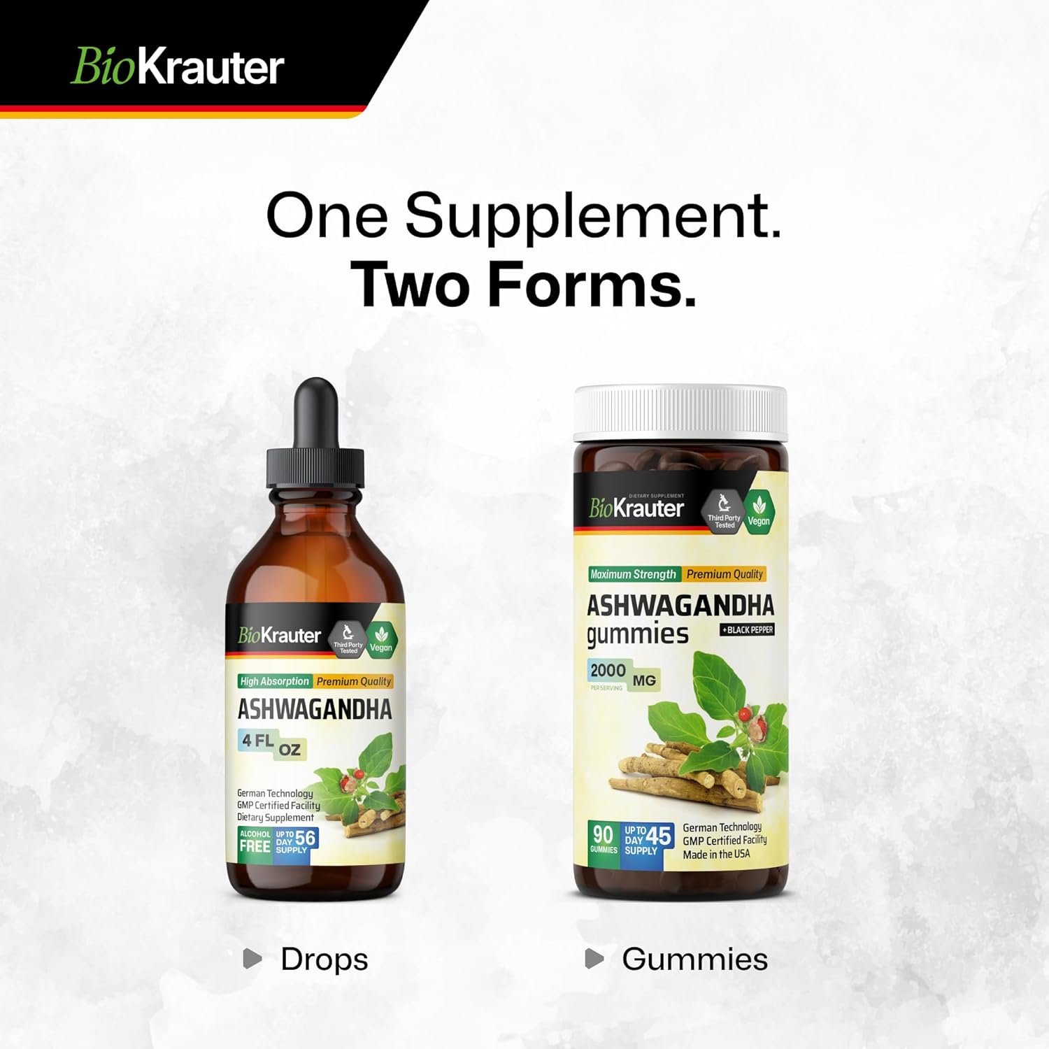 BIO KRAUTER® Ashwagandha Supplements - Liquid Drops Pure Vegan Ashwagandha for Women & Men 685 mg per Serving 4 Fl.Oz 56-Day Supply - Used for Mood Magic & Relaxation Support - Alcohol & Sugar Free - Image 8