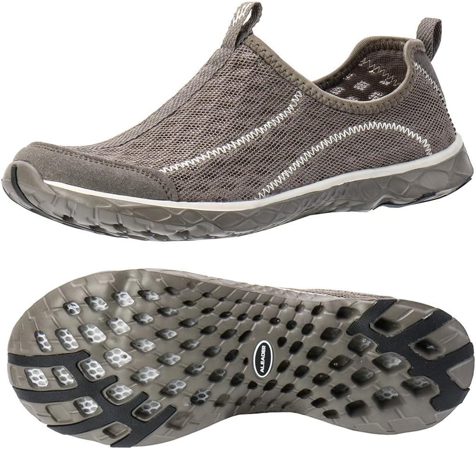 ALEADER Men's Mesh Slip On Aqua Water Shoes Walking Sneakers Overcast Gray 9 D(M) US