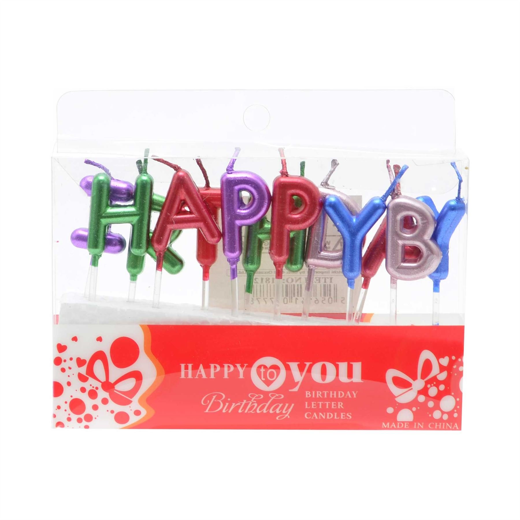 SHATCHI Happy Multicolour Metallic Polka Dot Letters/Sprial Candles for Boys Girls Birthday Anniversary Wedding Party Cake Toppers Decorations