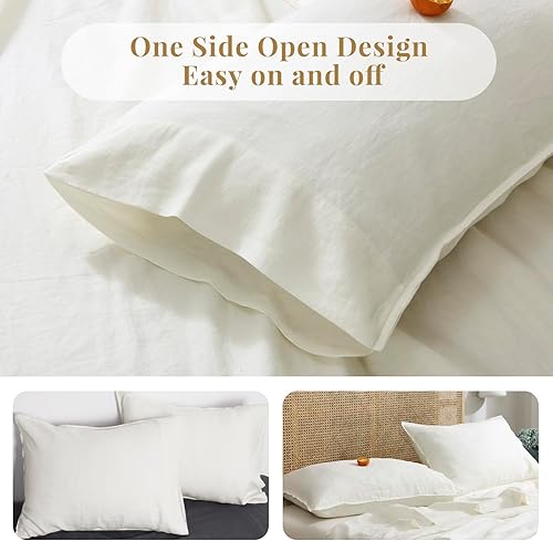 Miniatura 10 de S VICTORY SYMBOL Pure Linen - Juego de 2 fundas de almohada de 20 x 30 pulgadas, 100% lino orgánico francés, suave, duradero, estilo básico, color