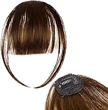 100% Real Hair Clip Bangs for Women - Natural Looking Bangs Wig with Temples, Thin or Curved Bangs Options (Brown)