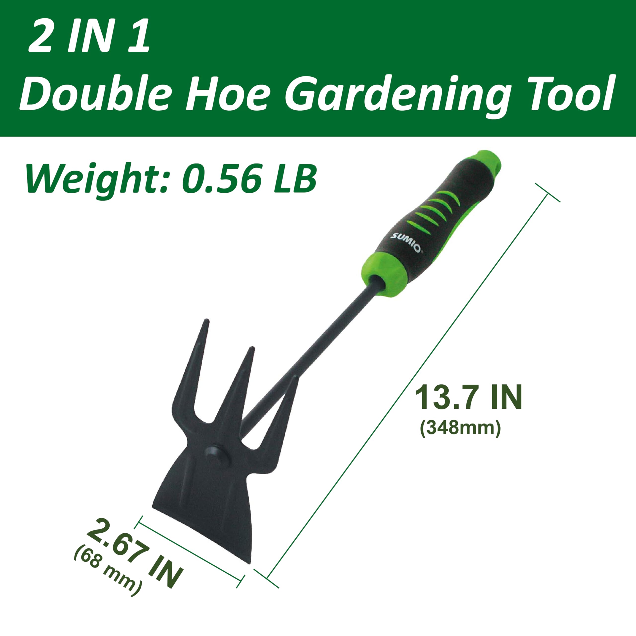 Excavadora de mano pequeña para jardín, herramienta de jardín, herramienta de deshierbe de doble cabeza, azada de jardín y cultivador, herramienta de deshierbe