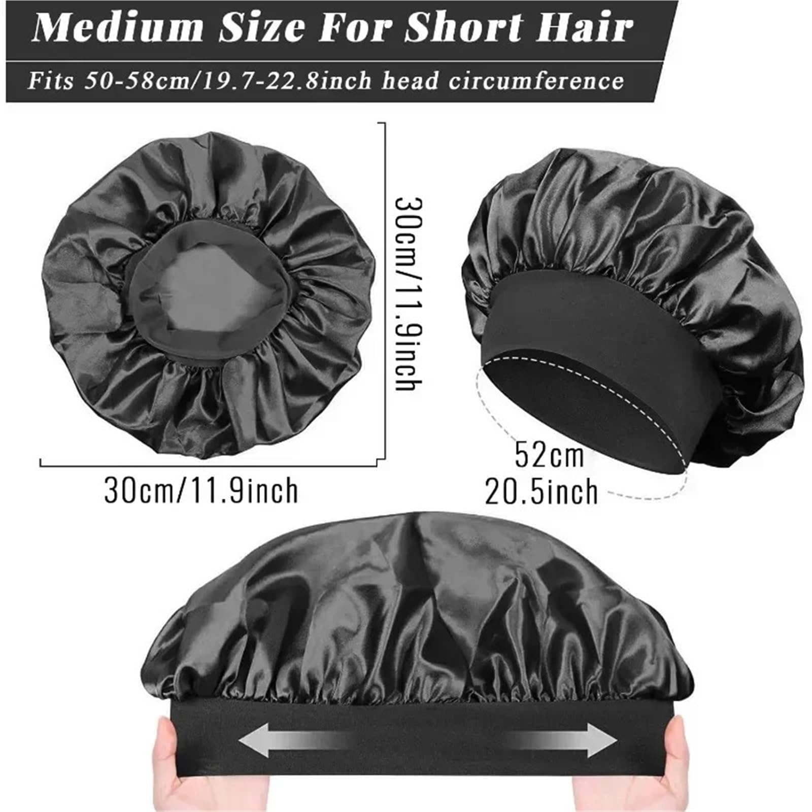 Cofano foderato in raso di seta morbido Cofano for capelli in raso Cuffia da bagno for dormire for uso domestico Copertura avvolgente for capelli lunghi Strumento for parrucchiere(White)