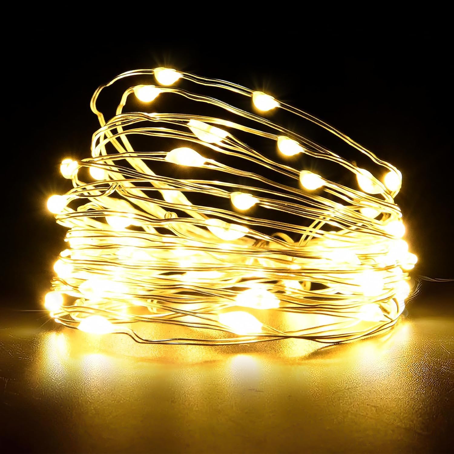 Fairy Lights,10m 100 LED Battery Operated Copper Wire Fairy String Lights，Waterproof Outdoor/Indoor Lights for Bedroom, Christmas, Parties, Wedding, Tree Decoration (Warm White, 1PCS 10M 100LED)