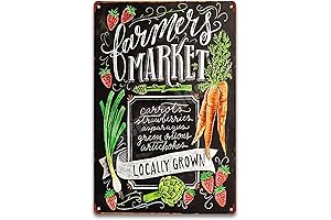 Farmhouse Country Farmers Market Metal Tin Bar Sign