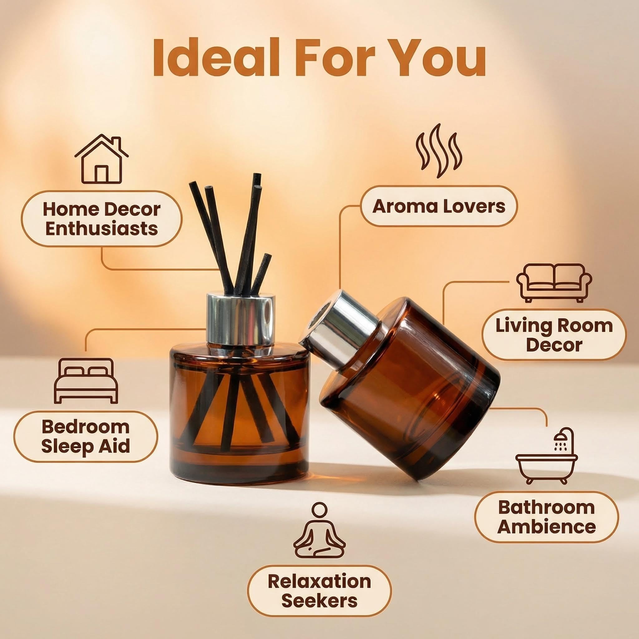 2 botellas difusoras de vidrio vacías de 50 ml, frascos difusores de aceites esenciales, aromaterapia, accesorios de fragancia, uso para bricolaje, juego de varillas difusoras de varillas de