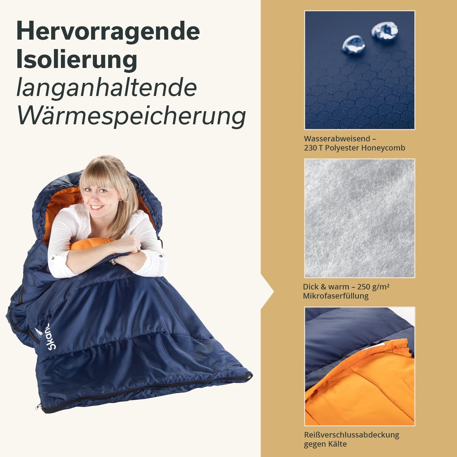 skandika Śpiwór dla dorosłych Iceland (RV lewy), niebieski, M