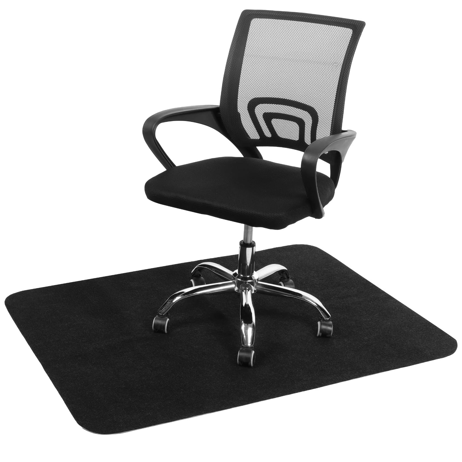 Office Chair Mat for Hardwood Floor 90x120 cm/35.4 x 47.2 In Non Slip Desk Mat for Rolling Chair, Noise-Reducing Wear-Resistant, Easy to Clean, Black